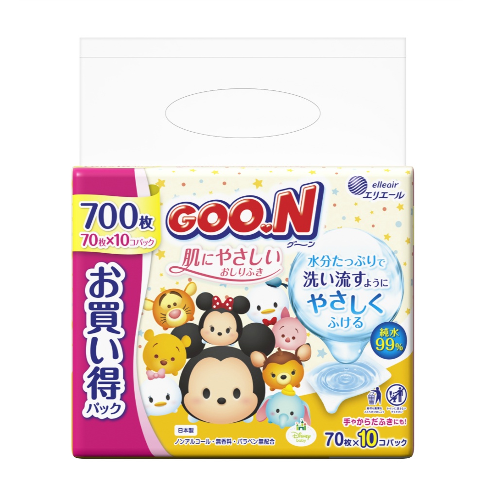 大王製紙 純正品 グ～ン 肌にやさしいおしりふき７０枚×１０個 4902011831924