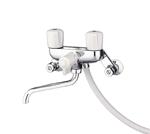 TMS20C TOTO 純正部品 壁付2ハンドル混合水栓 一時止水付 スプレーシャワーヘッド付き