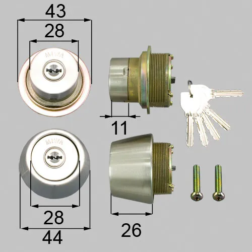DCAZ201 LIXIL・トステム 純正部品 ドア錠セット MIWA URシリンダー 内筒のみ 玄関ドア部品 本体2個 キー5個セット
