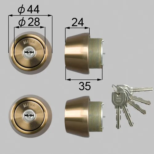 DCZZ0048 LIXIL・トステム 純正部品 ドア錠セット MIWA URシリンダー 勝手口ドア部品 本体2個 キー5個セット