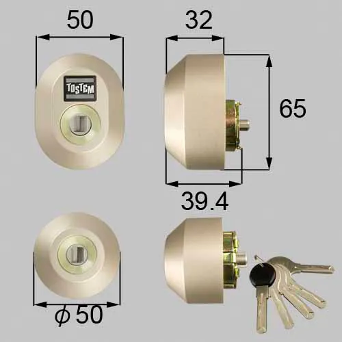 Z-2A2-DDTC LIXIL・トステム 純正部品 ドア錠セット ユーシン Wシリンダー 玄関ドア部品 本体2個 キー5個セット