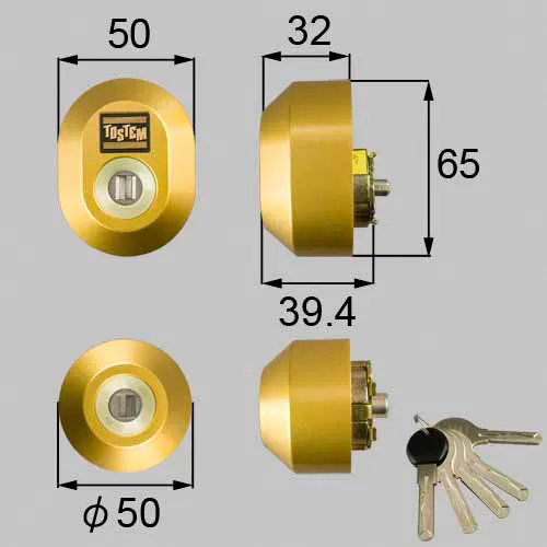 Z-2A1-DDTC LIXIL・トステム 純正部品 ドア錠セット ユーシン Wシリンダー 楕円+丸型 玄関ドア部品 本体2個 キー5個セット