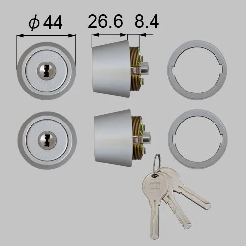 Z-4201-DVAE LIXIL・トステム 純正部品 ドア錠セット ユーシン Wシリンダー 丸型 勝手口ドア部品 本体2個 キー3個セット