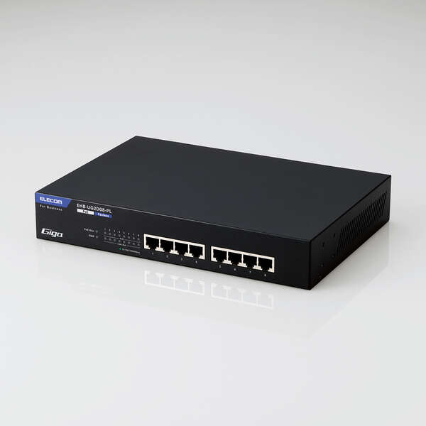 EHB-UG2D08-PL エレコム レイヤー2 Giga対応 PoE アンマネージスイッチ