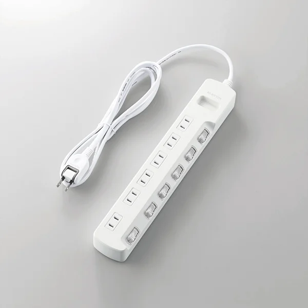 T-E6A-2620WH エレコム 2.0m 6個口 個別スイッチ付 ほこり防止シャッター付 省エネタップ