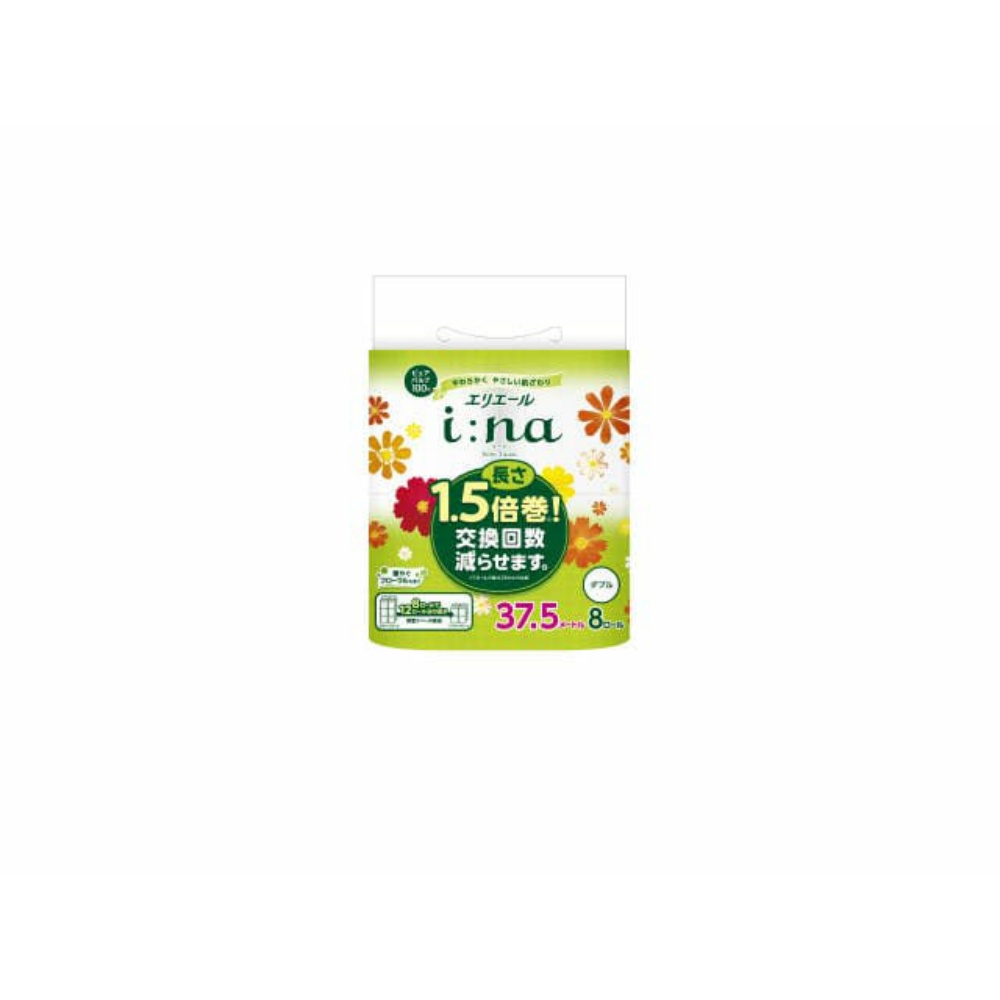 大王製紙 純正品 エリエールｉ：ｎａ（イーナ）トイレットティシュー１．５倍巻８Ｒ（ダブル） 4902011824193