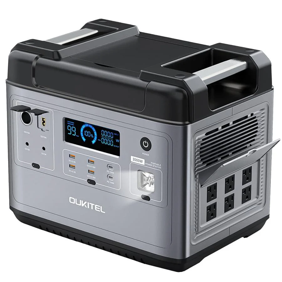 P2001 OUKITEL ポータブル電源 大容量 2000Wh 出力最大4000W リン酸鉄リチウムイオン電池 災害用・家庭用蓄電池