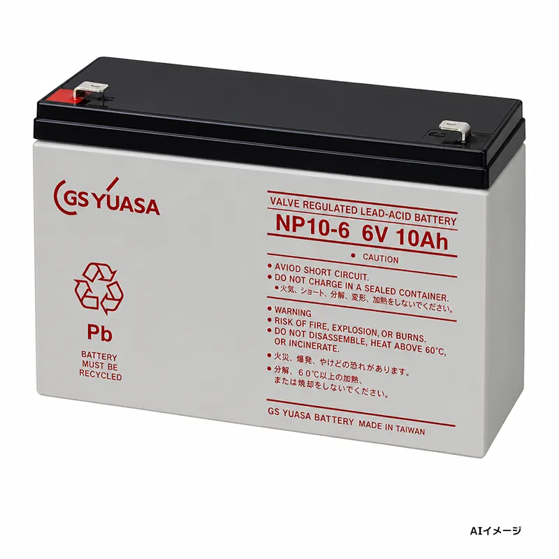 NP10-6 GSユアサ 純正品 新品 小形制御弁式鉛蓄電池  6V10Ah NPシリーズ F1端子
