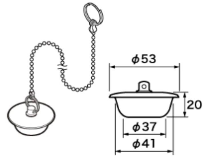 RLXGVDT406 パナソニック 純正部品 カサ付ゴム栓 Φ53×Φ37 高さ20 チェーン長さ800 Panasonic 【全国一律送料450円】