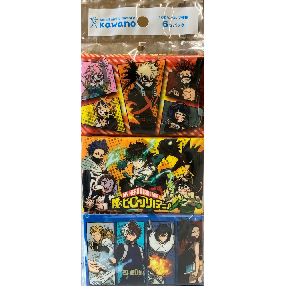 河野製紙 純正品 僕のヒーローアカデミアミニポケットティシュ６Ｐ 4901451164142