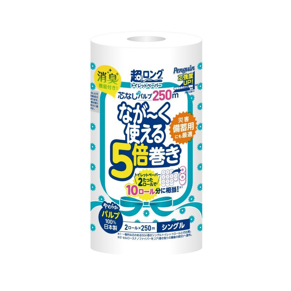 丸富製紙 純正品 ペンギン芯なし超ロングパルプ２５０Ｍ２ＲＳ 4902727012419
