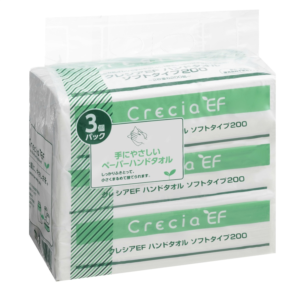 日本製紙クレシア 純正品 【業務用】クレシアＥＦハンドタオルソフト２００ ３コパック 4901750370138
