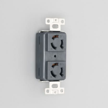 3120HD-BK アメリカン電機 複式横型埋込コンセント 黒 接地形2P 15A 250V ＜引掛形 NEMA規格 L6-15＞