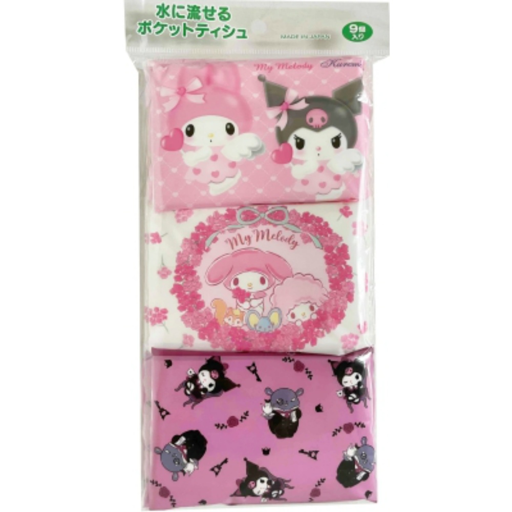 ハヤシ商事 純正品 ポケットティシュ マイメロディ＆クロミ９コパック 4977033116915