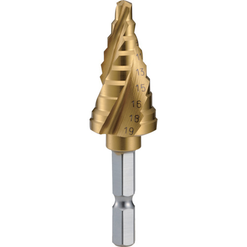 3S-NMS-19G トラスコ中山 ＴＲＵＳＣＯ　六角軸ステップドリル　３枚刃チタンコーティング　５～１９ｍｍ【発注単位：1】