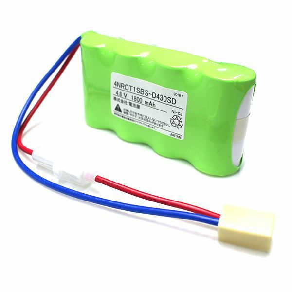 4NR-CT-1SB相当品 電池屋製日立相当品 誘導灯用交換電池 4.8V1.8Ah ＜年度シール付き＞ コネクター付きそのまま取付できます。