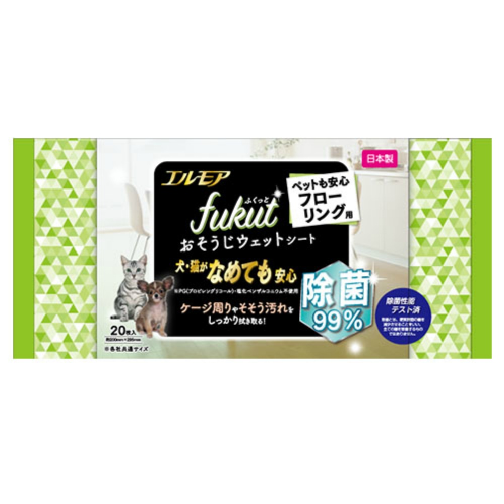 カミ商事 純正品 エルモア ｆｕｋｕｔ おそうじシート ペットも安心フローリング用 ２０枚 4971633171961
