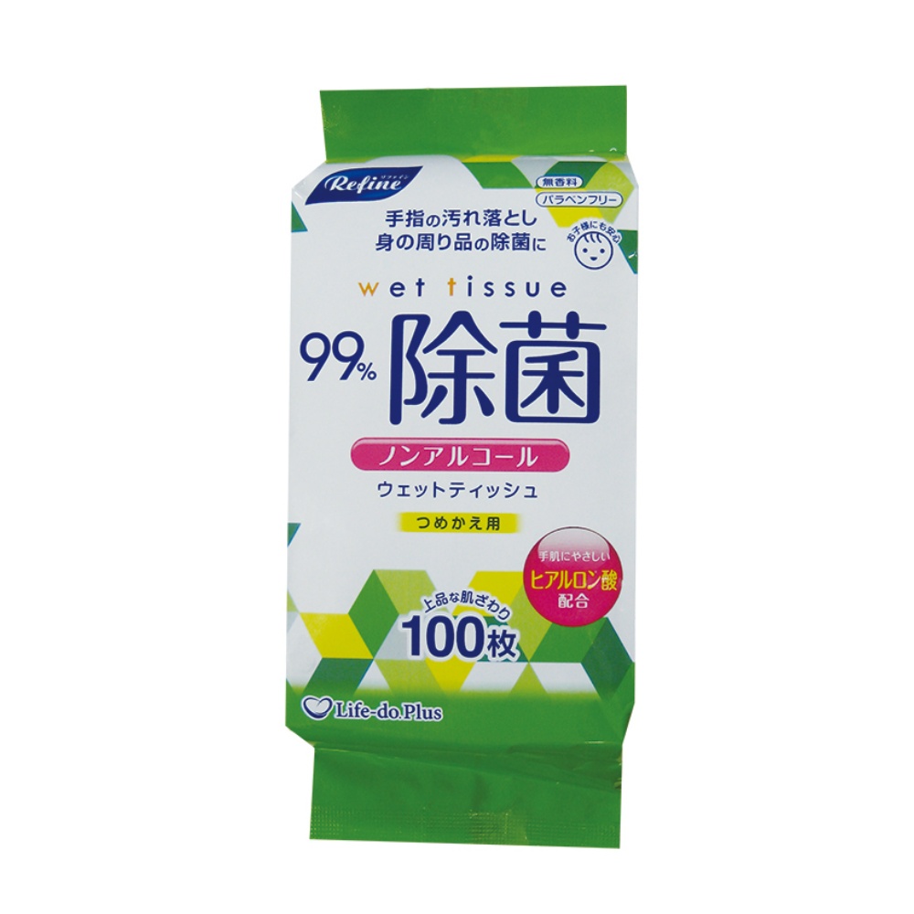 ライフ堂 純正品 LD-107 リファイン ノンアルコール ウェットティッシュ 詰替 100枚 4589506150045