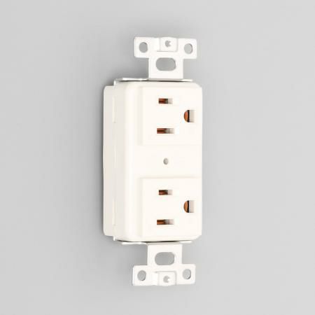 7110GHDアメリカン電機 複式横型埋込コンセント 白 接地形2P 15A 125V ＜平刃形 NEMA規格 5-15＞