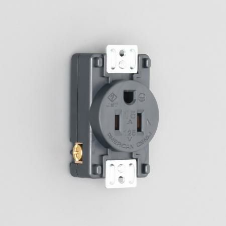 7110GN-P  アメリカン電機 パネル用コンセント 接地形2P 15A 125V ＜平刃形 NEMA規格5-15＞