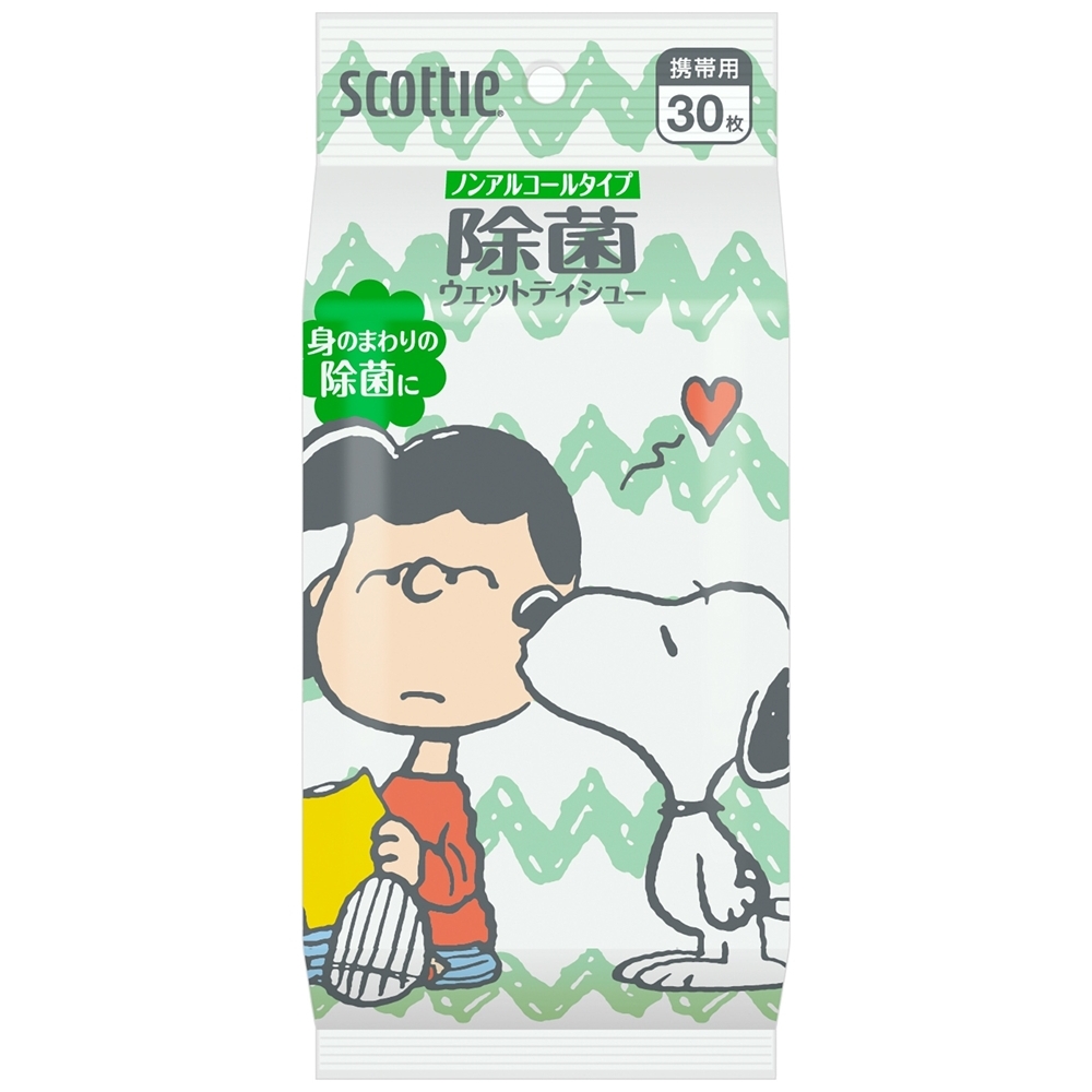 日本製紙クレシア 純正品 スコッティ ウェットティシュー 除菌 ノンアルコールタイプ スヌーピー ３０枚 4901750766061