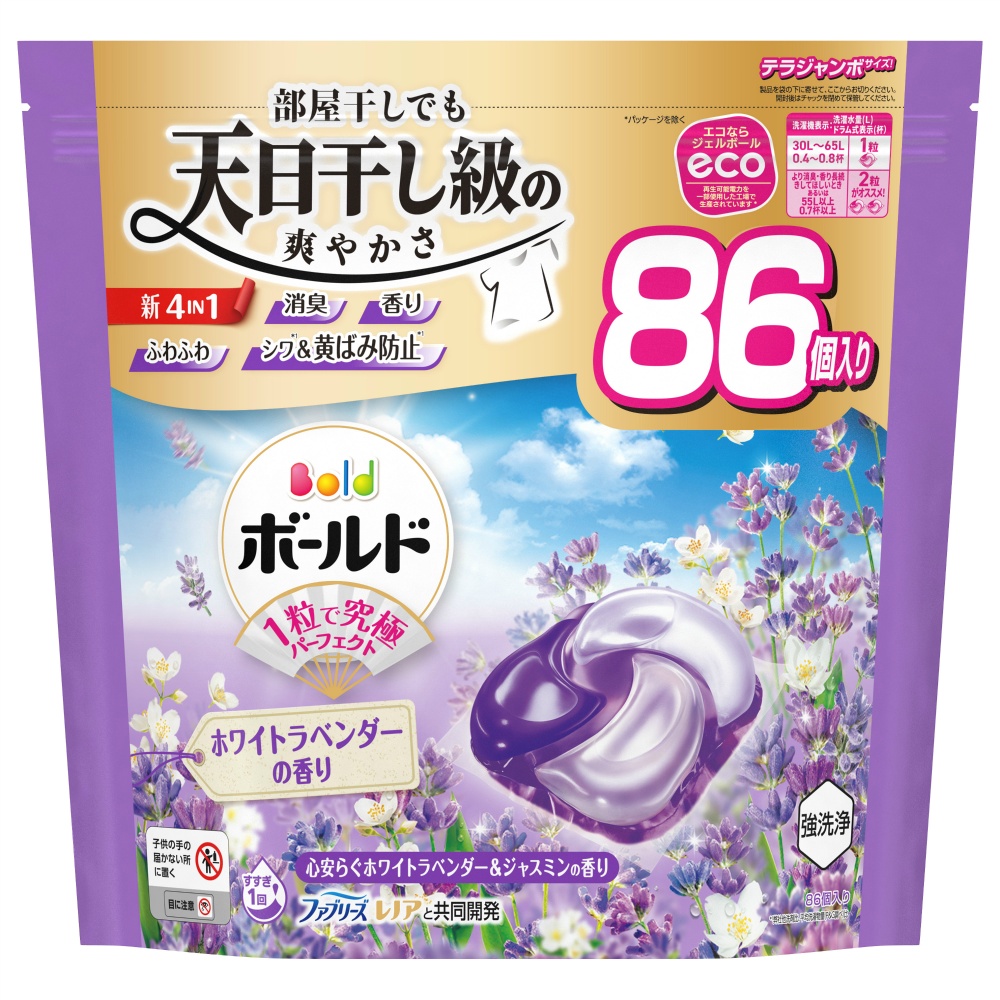 Ｐ＆Ｇ 純正品 ボールドジェルボール４Ｄ心安らぐホワイトラベンダー＆ジャスミンの香りつめかえテラジャンボサイズ 4987176292759