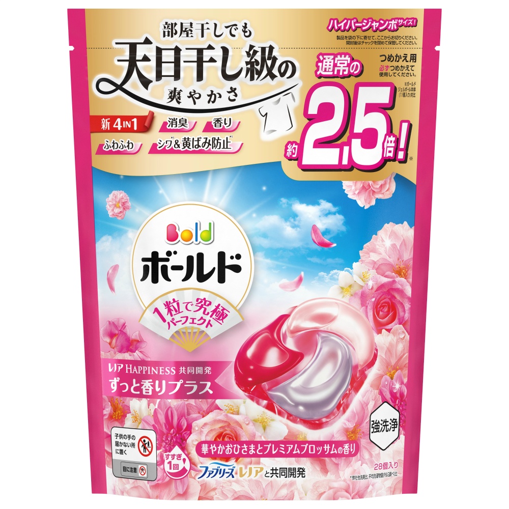 Ｐ＆Ｇ 純正品 ボールドジェルボール４Ｄ華やかプレミアムブロッサムの香りつめかえハイパージャンボサイズ 4987176292612