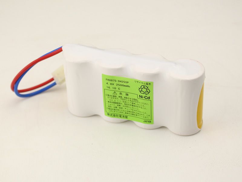FK687相当品(同等品) 電池屋製 パナソニック製誘導灯器具用交換電池 4.8V 2500mAh＜年度シール付き＞ コネクター付きそのまま取付できます。＜FK377/FK840相当＞