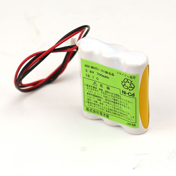 KR4-M4251-101相当品 組電池 3.6V700ｍAh S型 コネクター付 ヤマハ ロボット用アブソバッテリー等