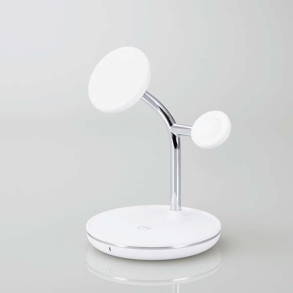 【【在庫限り】】W-MS04WH エレコム MfA認証マグネットワイヤレス充電スタンド(7.5W+5W＋AppleWatch)