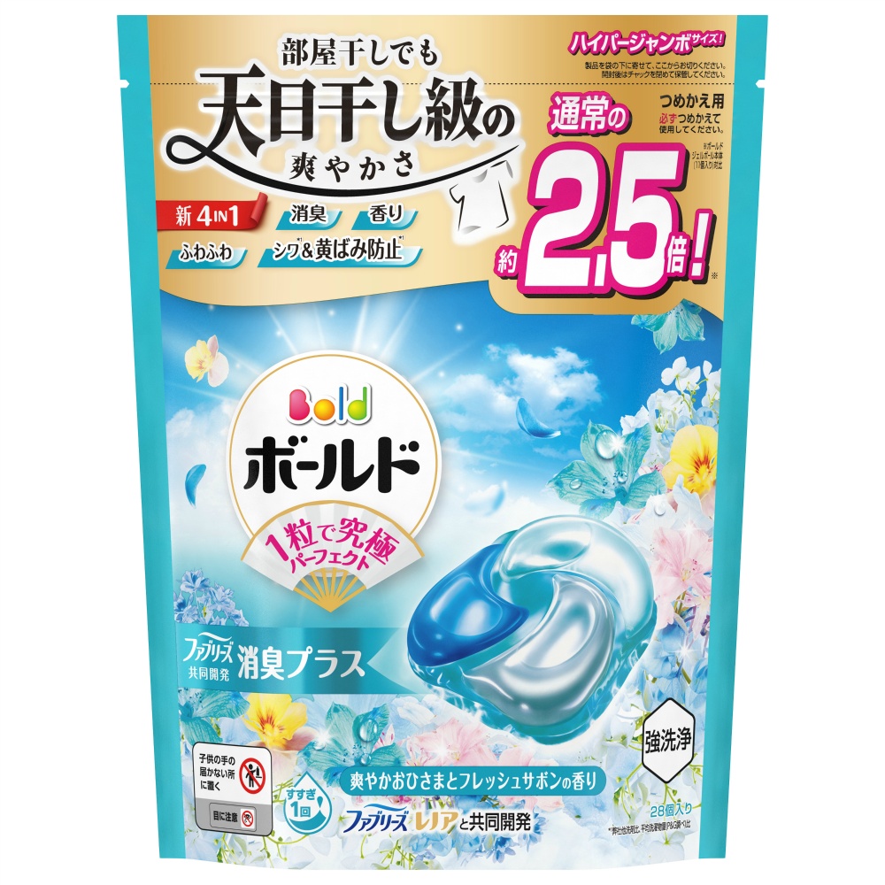Ｐ＆Ｇ 純正品 ボールドジェルボール４Ｄ爽やかフレッシュフラワーサボンの香りつめかえハイパージャンボサイズ 4987176292643
